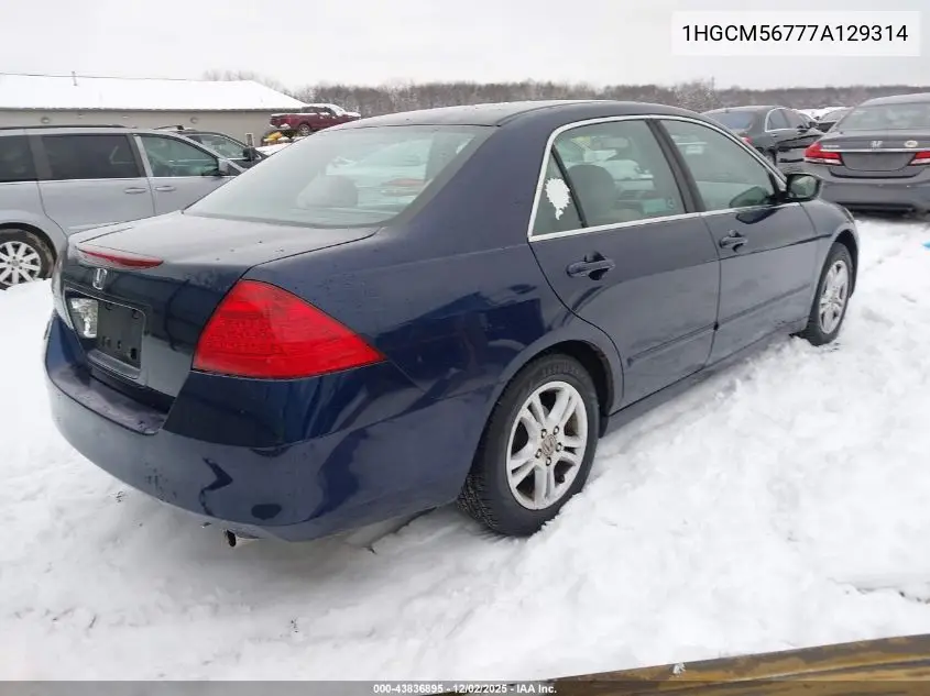 1HGCM56777A129314 2007 Honda Accord 2.4 Ex