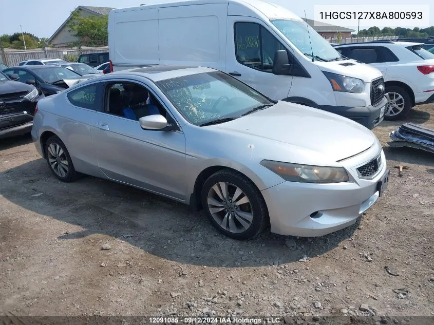 1HGCS127X8A800593 2008 Honda Accord