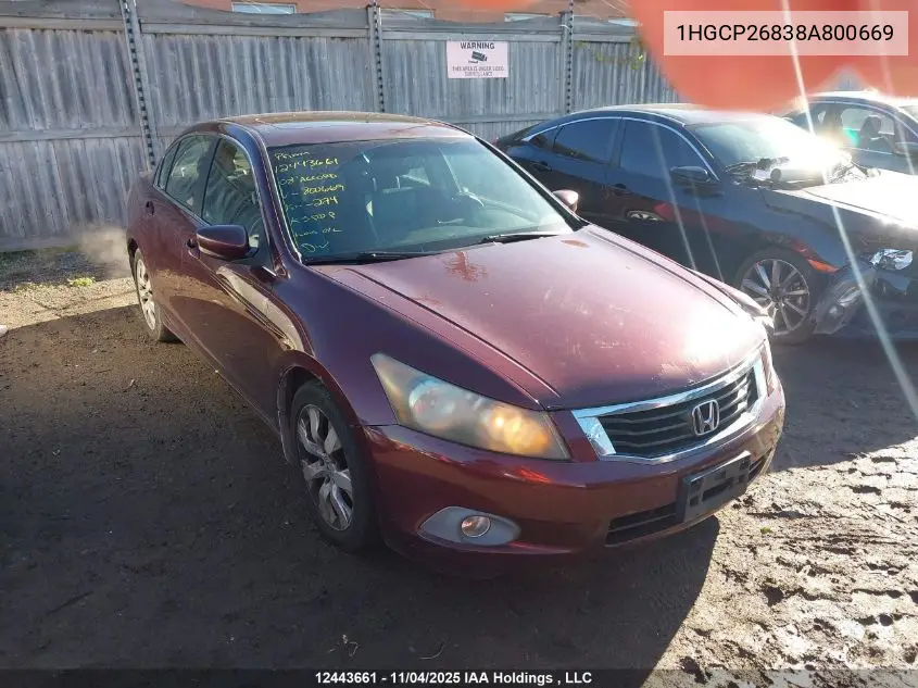1HGCP26838A800669 2008 Honda Accord Ex-L