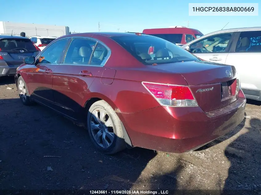 1HGCP26838A800669 2008 Honda Accord Ex-L