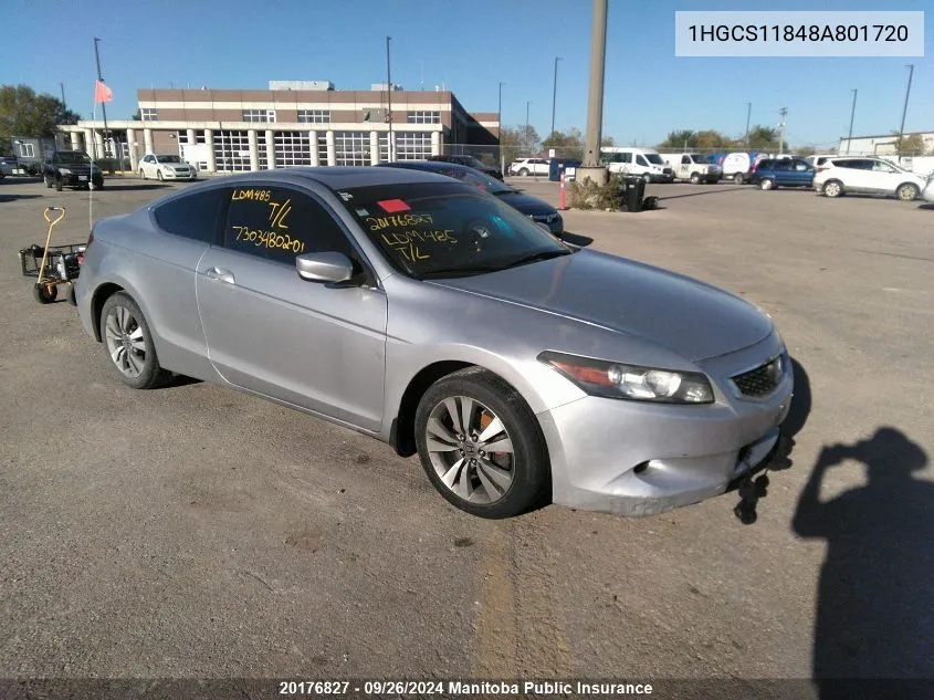 1HGCS11848A801720 2008 Honda Accord Ex-L