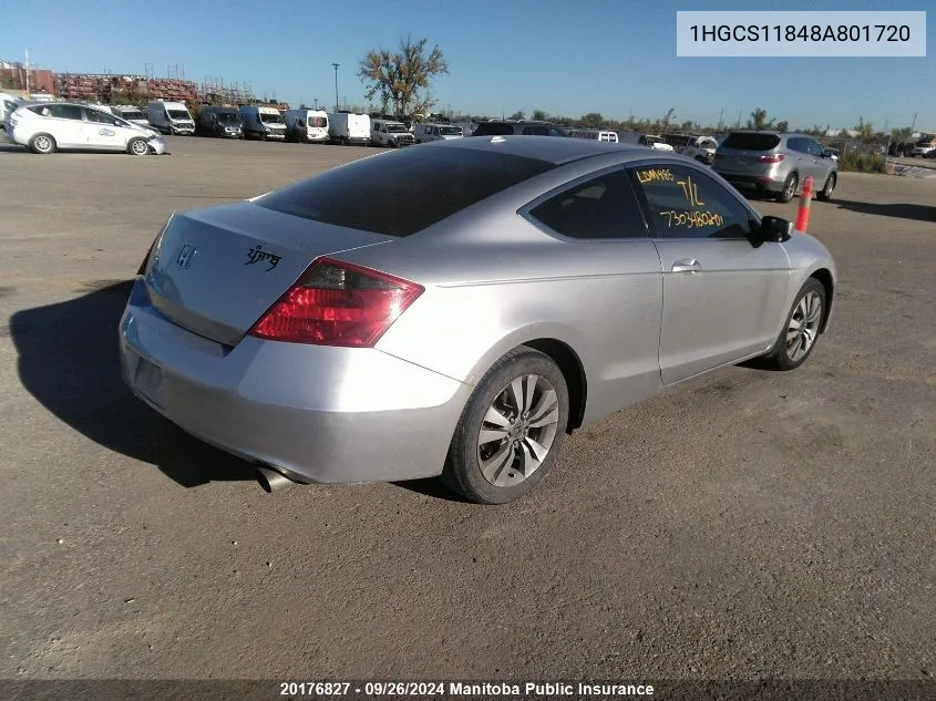 1HGCS11848A801720 2008 Honda Accord Ex-L