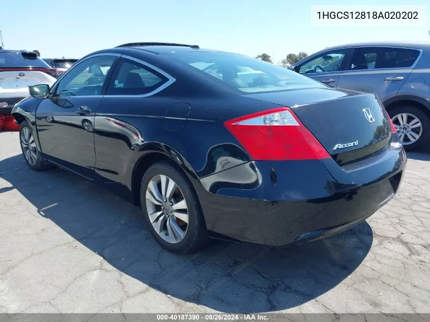 2008 Honda Accord 2.4 Ex-L VIN: 1HGCS12818A020202 Lot: 40187390