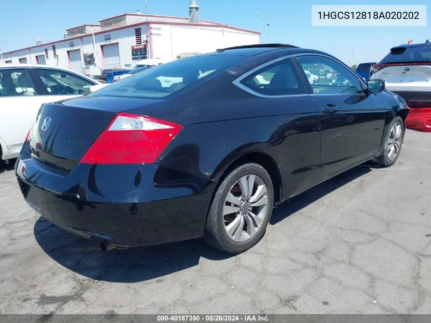 2008 Honda Accord 2.4 Ex-L VIN: 1HGCS12818A020202 Lot: 40187390