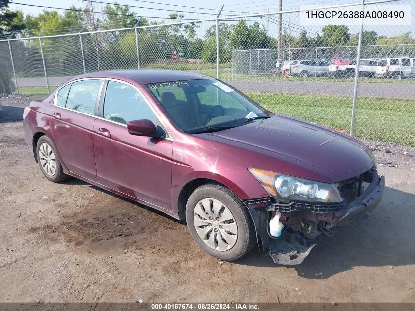 1HGCP26388A008490 2008 Honda Accord 2.4 Lx