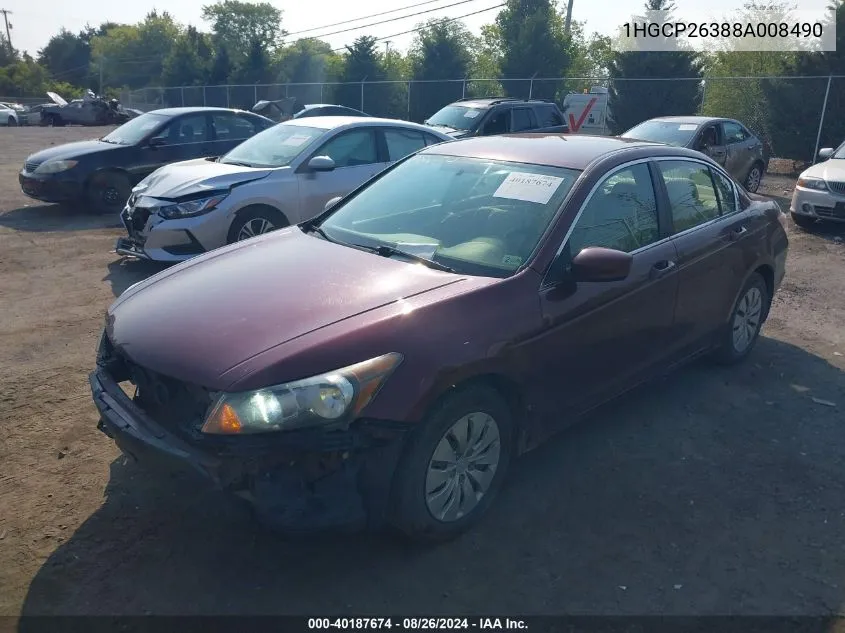 1HGCP26388A008490 2008 Honda Accord 2.4 Lx