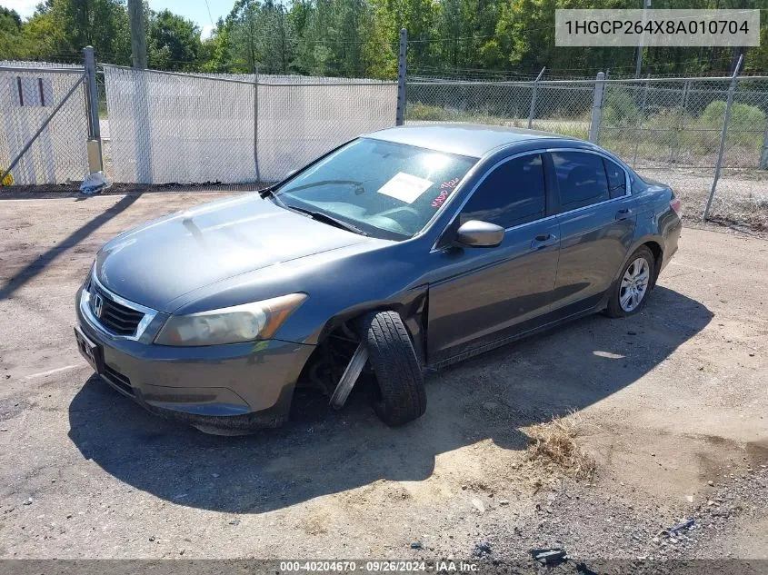 2008 Honda Accord 2.4 Lx-P VIN: 1HGCP264X8A010704 Lot: 40204670