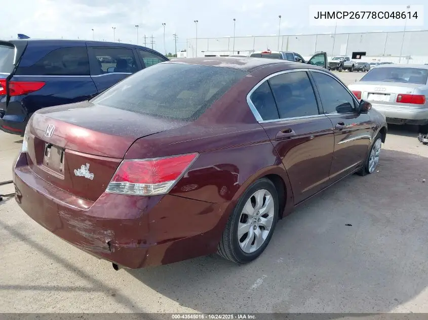 JHMCP26778C048614 2008 Honda Accord 2.4 Ex