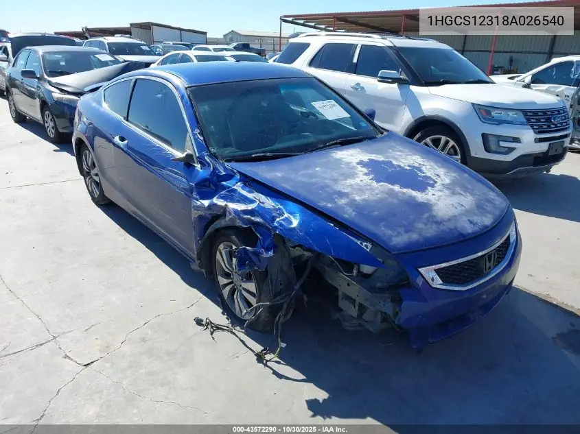 1HGCS12318A026540 2008 Honda Accord 2.4 Lx-S