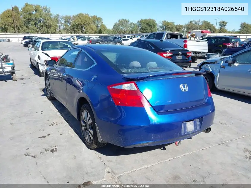 1HGCS12318A026540 2008 Honda Accord 2.4 Lx-S