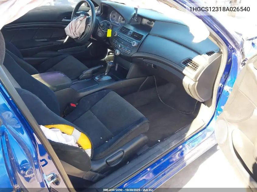1HGCS12318A026540 2008 Honda Accord 2.4 Lx-S
