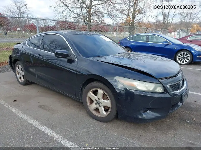 1HGCS128X8A000305 2008 Honda Accord Cpe 2.4 Ex-L/Ex-L