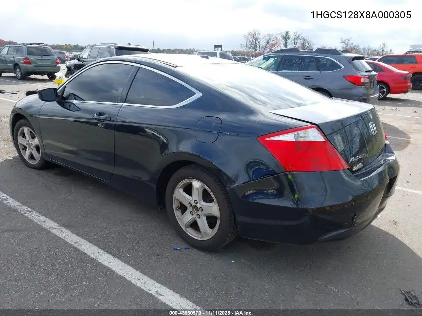 1HGCS128X8A000305 2008 Honda Accord Cpe 2.4 Ex-L/Ex-L