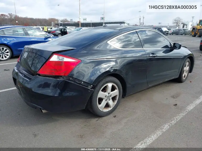 1HGCS128X8A000305 2008 Honda Accord Cpe 2.4 Ex-L/Ex-L