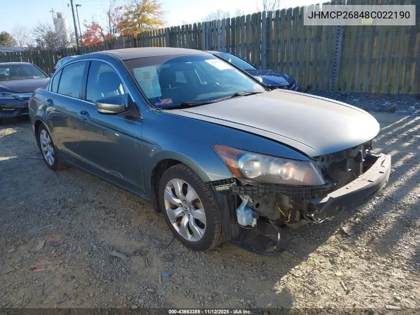 JHMCP26848C022190 2008 Honda Accord 2.4 Ex-L