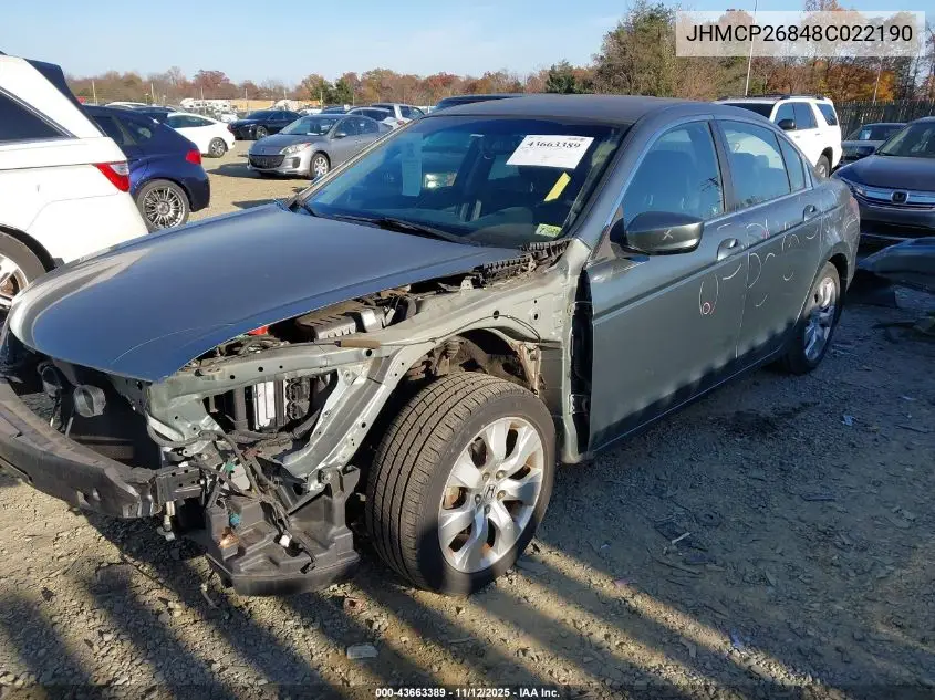 JHMCP26848C022190 2008 Honda Accord 2.4 Ex-L