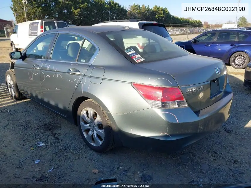 JHMCP26848C022190 2008 Honda Accord 2.4 Ex-L