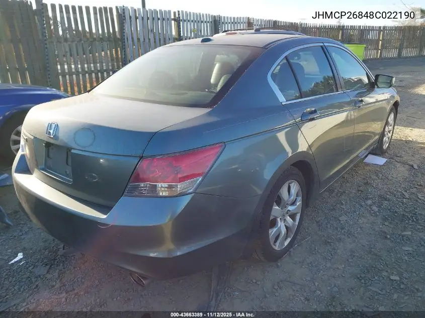 JHMCP26848C022190 2008 Honda Accord 2.4 Ex-L