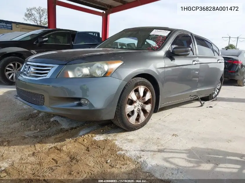 1HGCP36828A001472 2008 Honda Accord 3.5 Ex-L