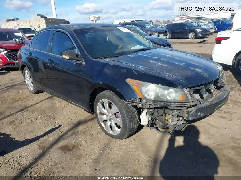 1HGCP26718A034920 2008 Honda Accord 2.4 Ex