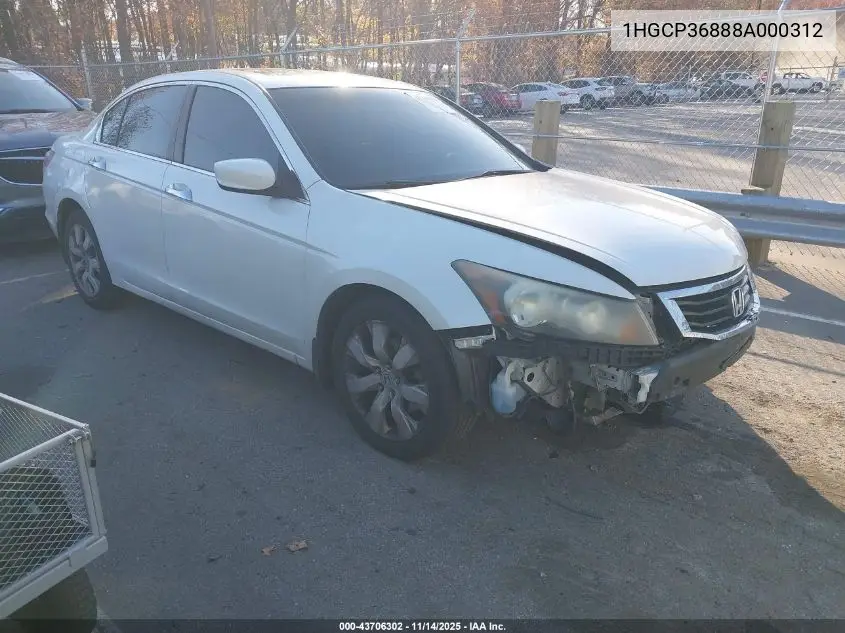 1HGCP36888A000312 2008 Honda Accord Exl