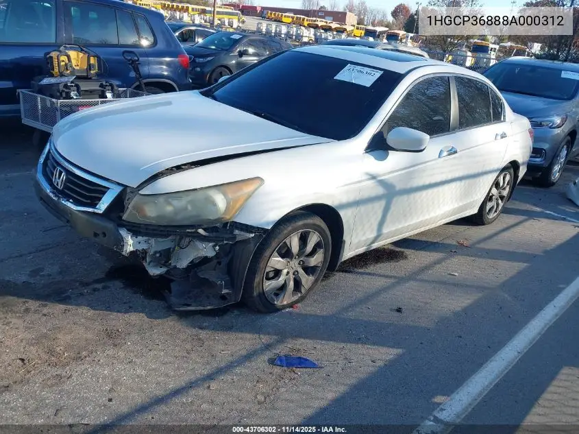 1HGCP36888A000312 2008 Honda Accord Exl