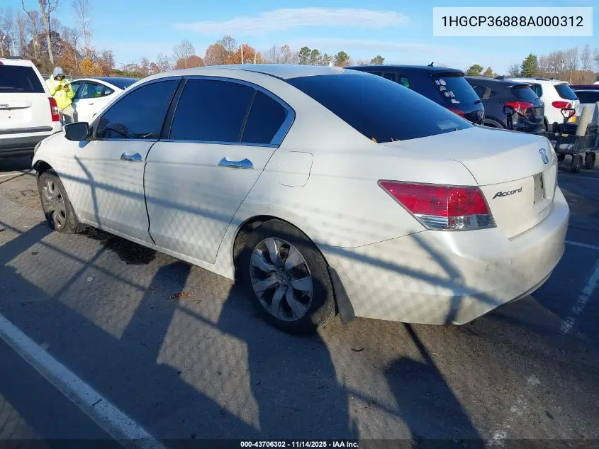 1HGCP36888A000312 2008 Honda Accord Exl