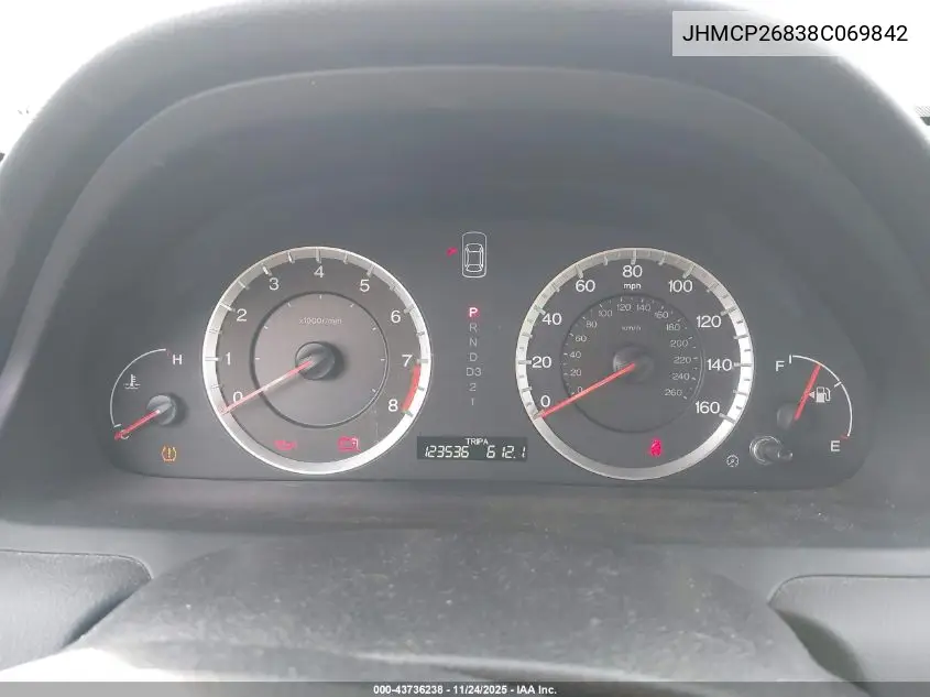 JHMCP26838C069842 2008 Honda Accord 2.4 Ex-L