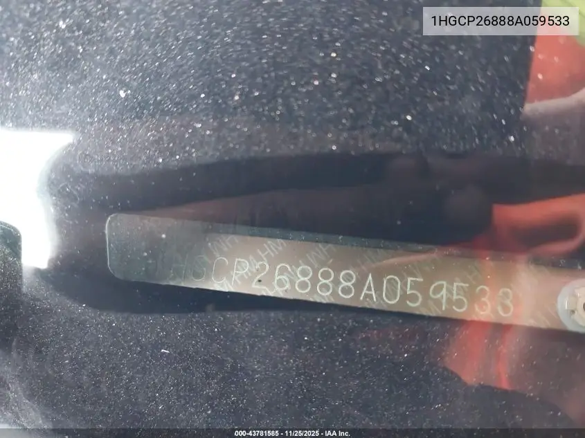1HGCP26888A059533 2008 Honda Accord 2.4 Ex-L