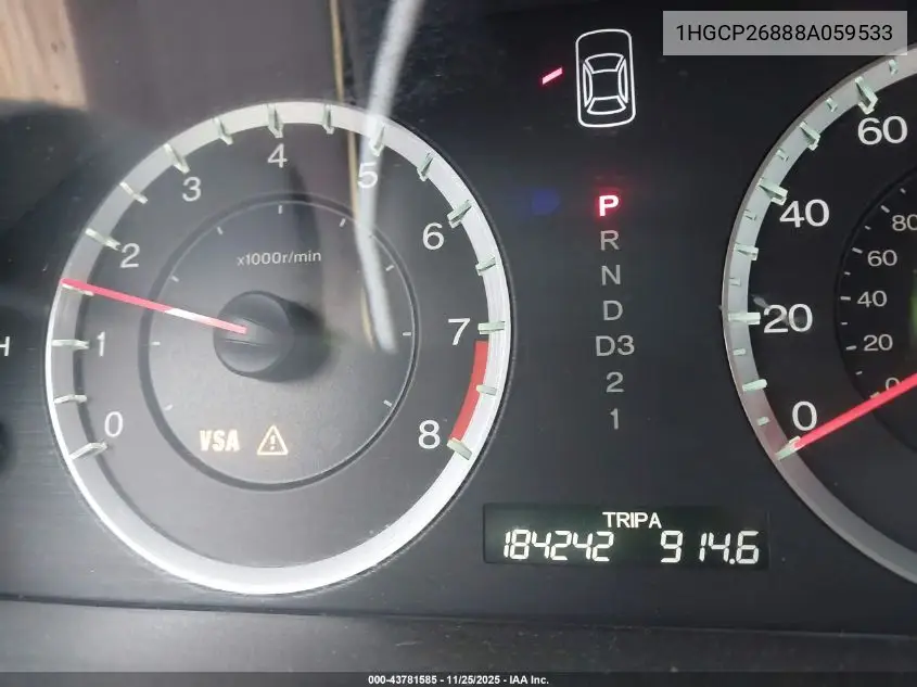 1HGCP26888A059533 2008 Honda Accord 2.4 Ex-L