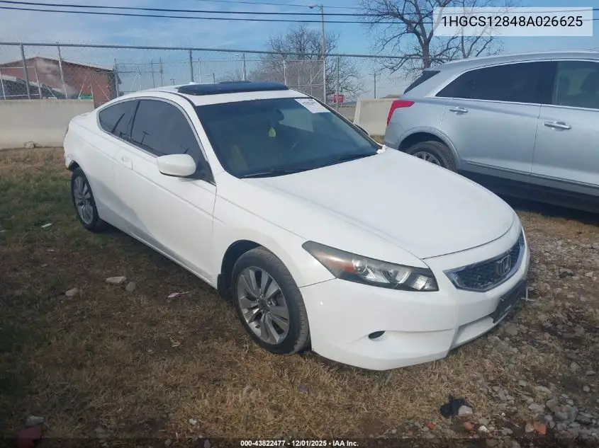 1HGCS12848A026625 2008 Honda Accord Cpe 2.4 Ex-L/Ex-L