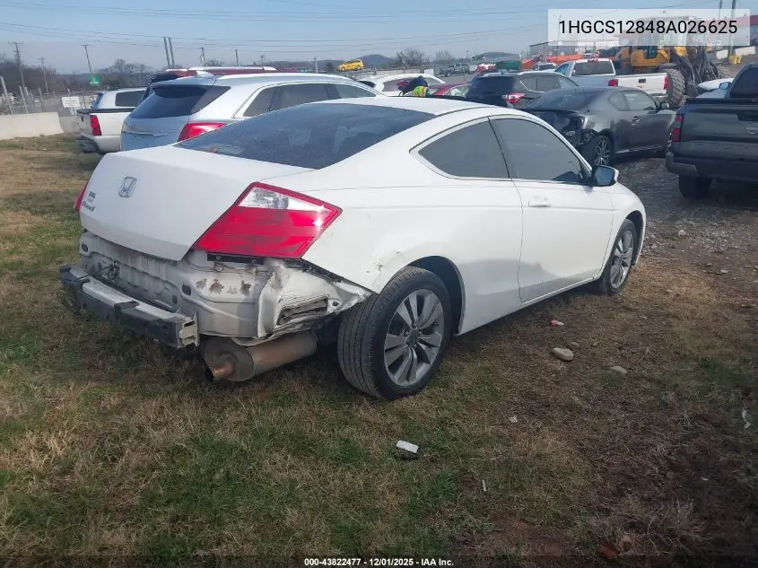 1HGCS12848A026625 2008 Honda Accord Cpe 2.4 Ex-L/Ex-L