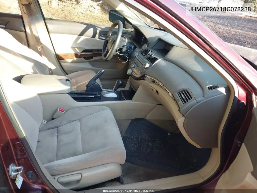 JHMCP26718C078238 2008 Honda Accord 2.4 Ex