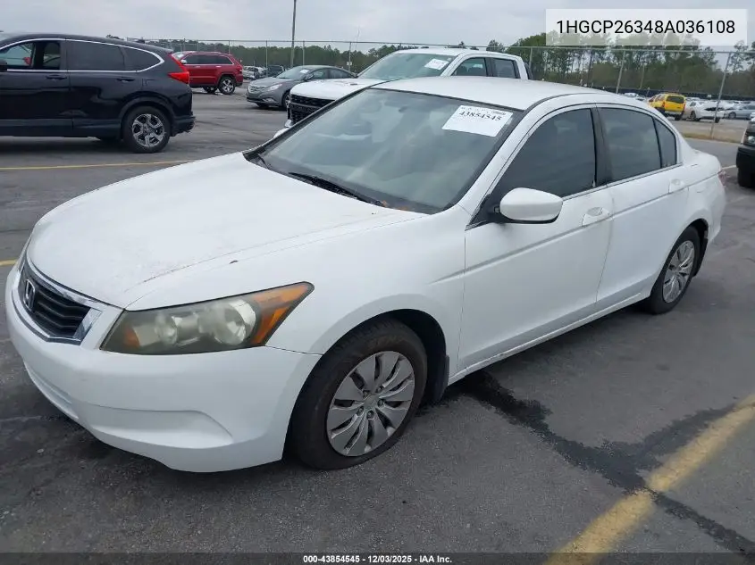 1HGCP26348A036108 2008 Honda Accord 2.4 Lx
