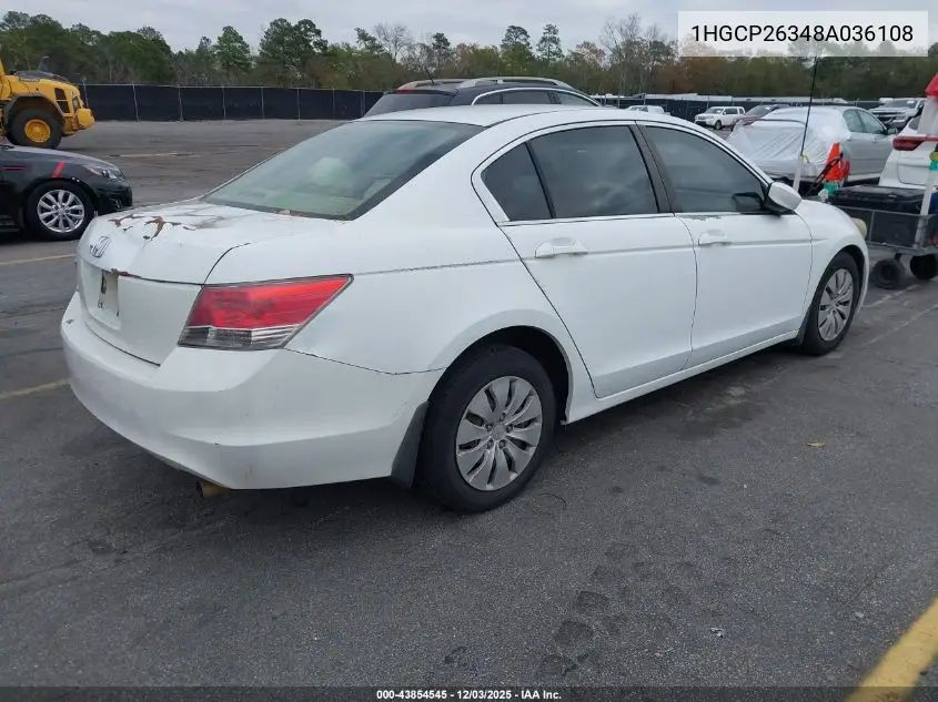 1HGCP26348A036108 2008 Honda Accord 2.4 Lx