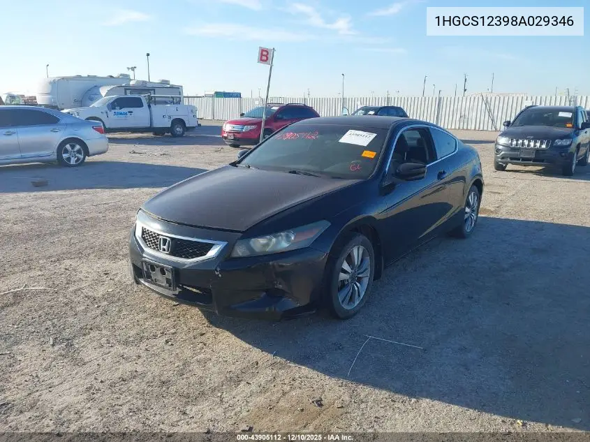 1HGCS12398A029346 2008 Honda Accord 2.4 Lx-S