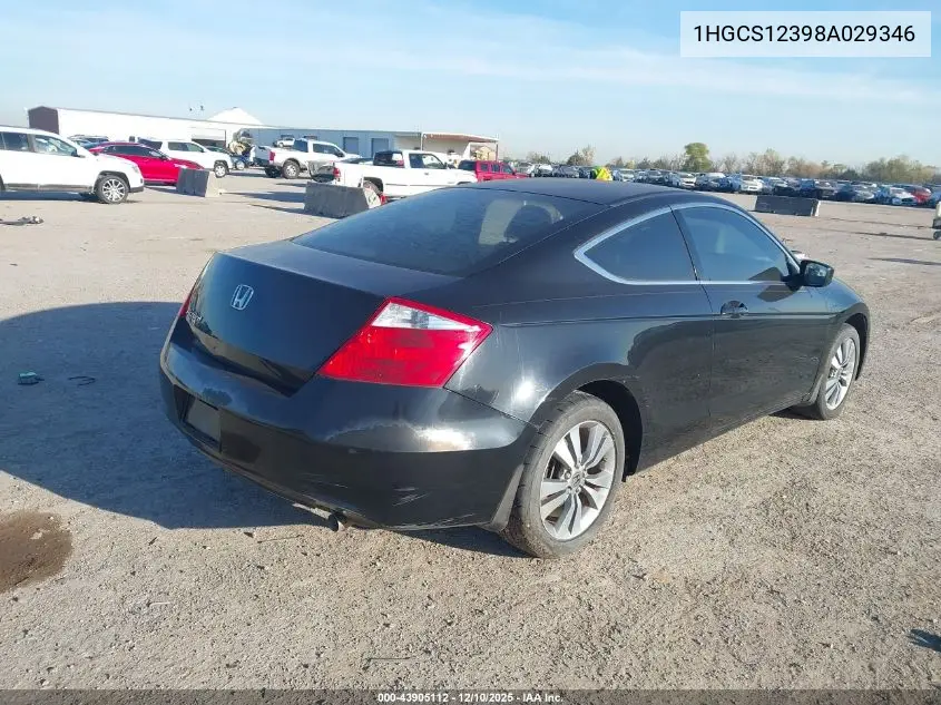 1HGCS12398A029346 2008 Honda Accord 2.4 Lx-S