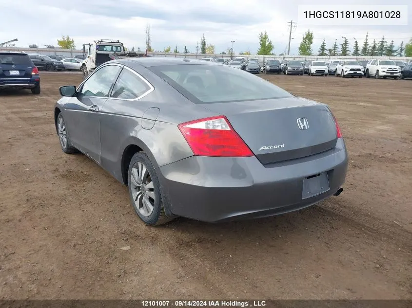 2009 Honda Accord Cpe VIN: 1HGCS11819A801028 Lot: 12101007