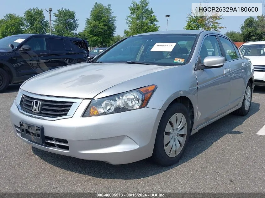 2009 Honda Accord 2.4 Lx VIN: 1HGCP26329A180600 Lot: 40095573