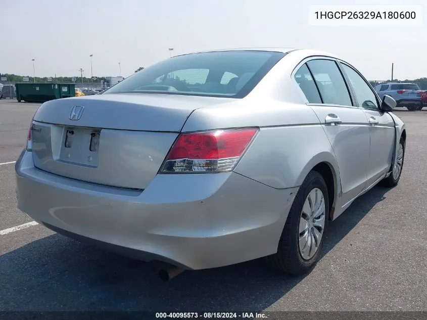 2009 Honda Accord 2.4 Lx VIN: 1HGCP26329A180600 Lot: 40095573