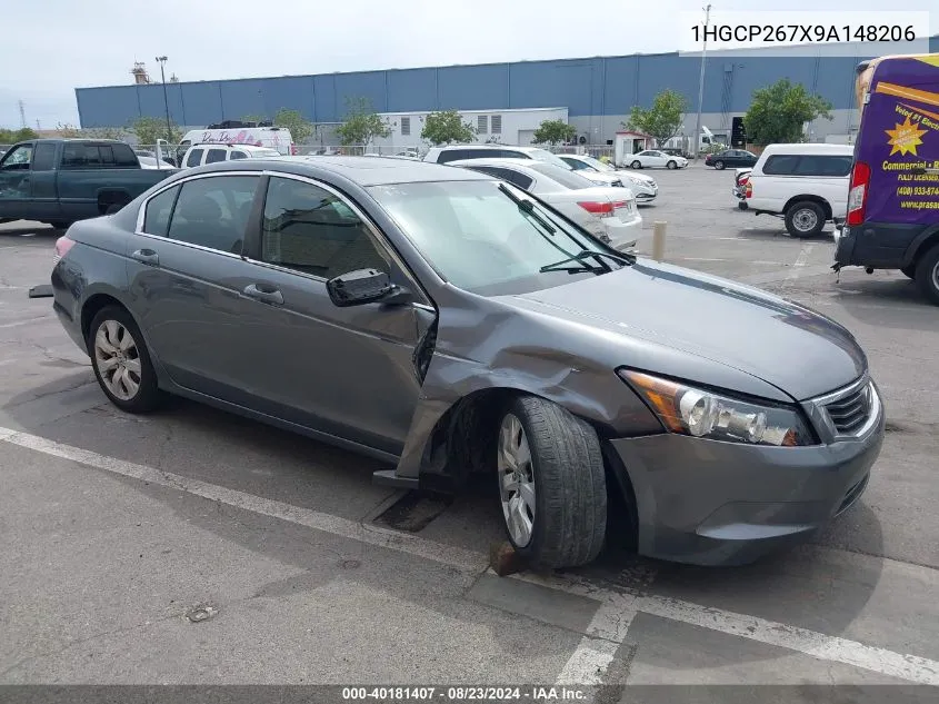 2009 Honda Accord 2.4 Ex VIN: 1HGCP267X9A148206 Lot: 40181407