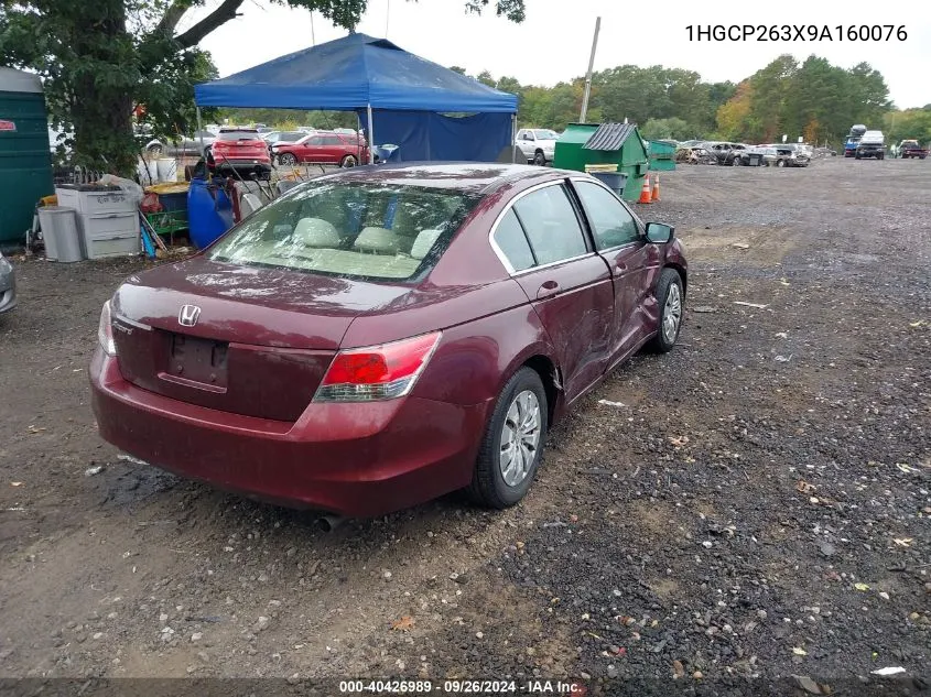 2009 Honda Accord 2.4 Lx VIN: 1HGCP263X9A160076 Lot: 40426989