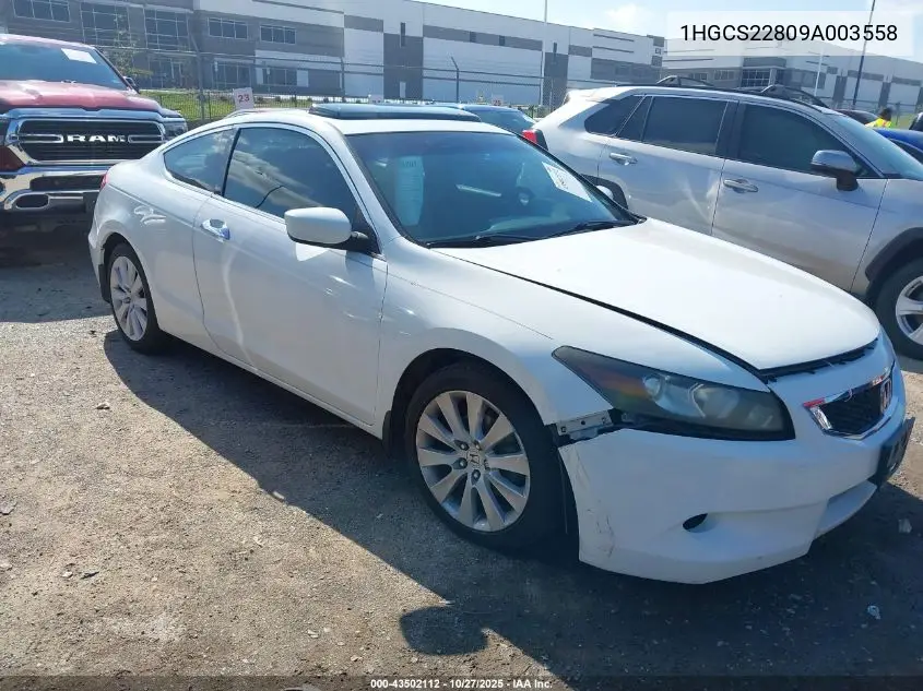 1HGCS22809A003558 2009 Honda Accord 3.5 Ex-L
