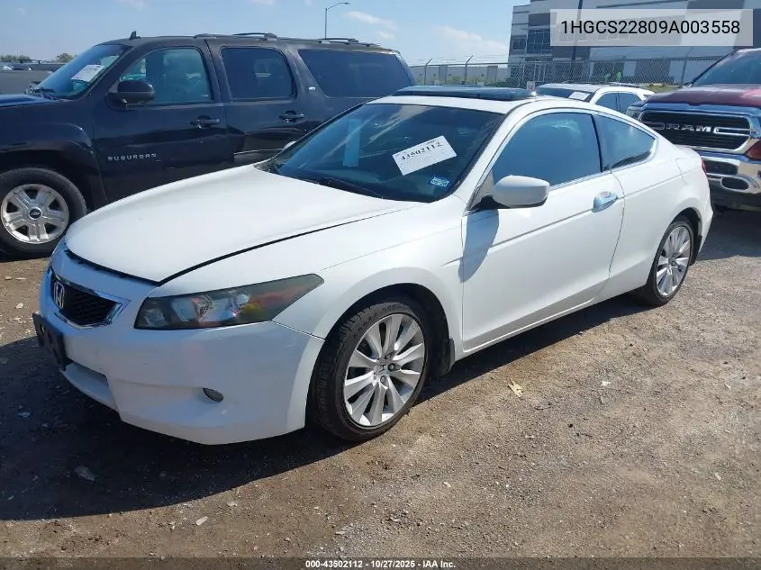 1HGCS22809A003558 2009 Honda Accord 3.5 Ex-L
