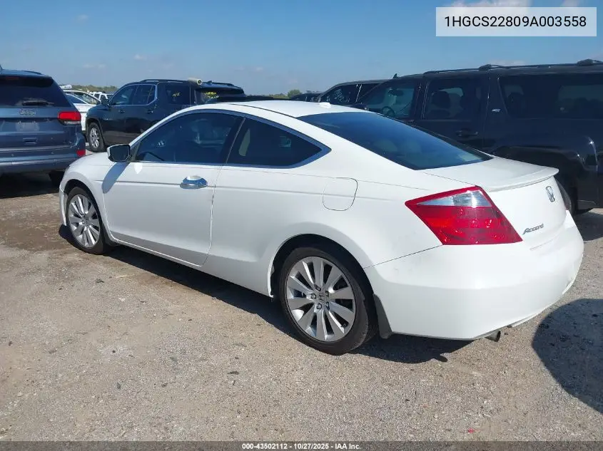 1HGCS22809A003558 2009 Honda Accord 3.5 Ex-L