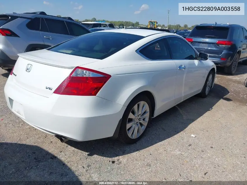 1HGCS22809A003558 2009 Honda Accord 3.5 Ex-L