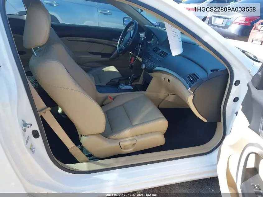 1HGCS22809A003558 2009 Honda Accord 3.5 Ex-L