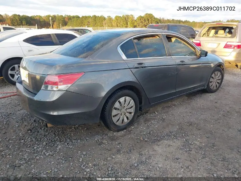 JHMCP26389C011702 2009 Honda Accord 2.4 Lx
