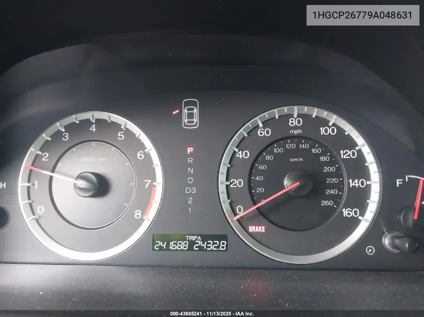 1HGCP26779A048631 2009 Honda Accord 2.4 Ex