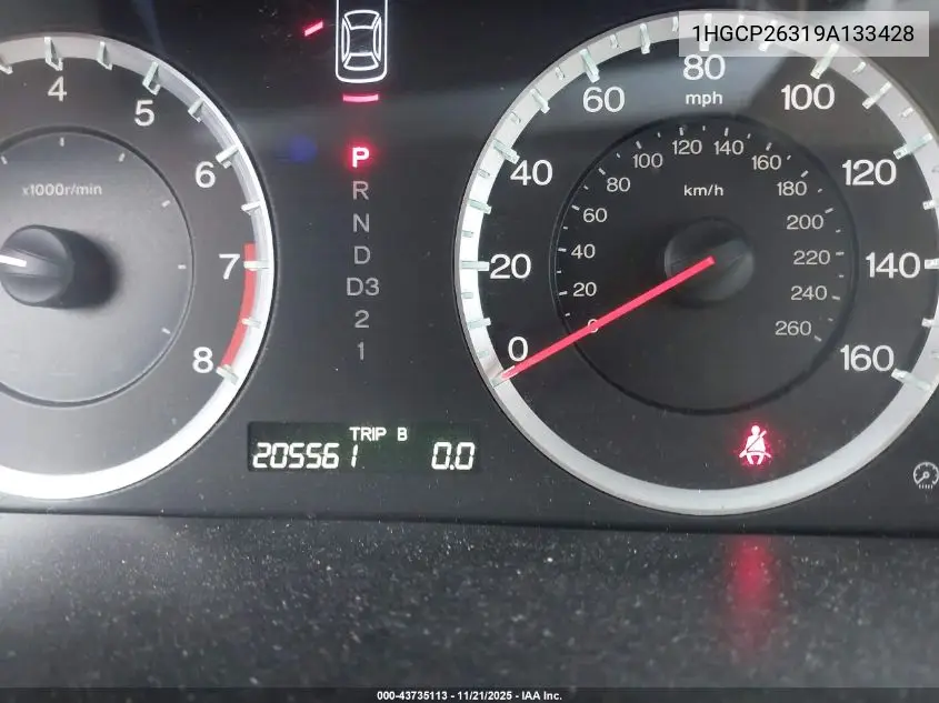1HGCP26319A133428 2009 Honda Accord 2.4 Lx